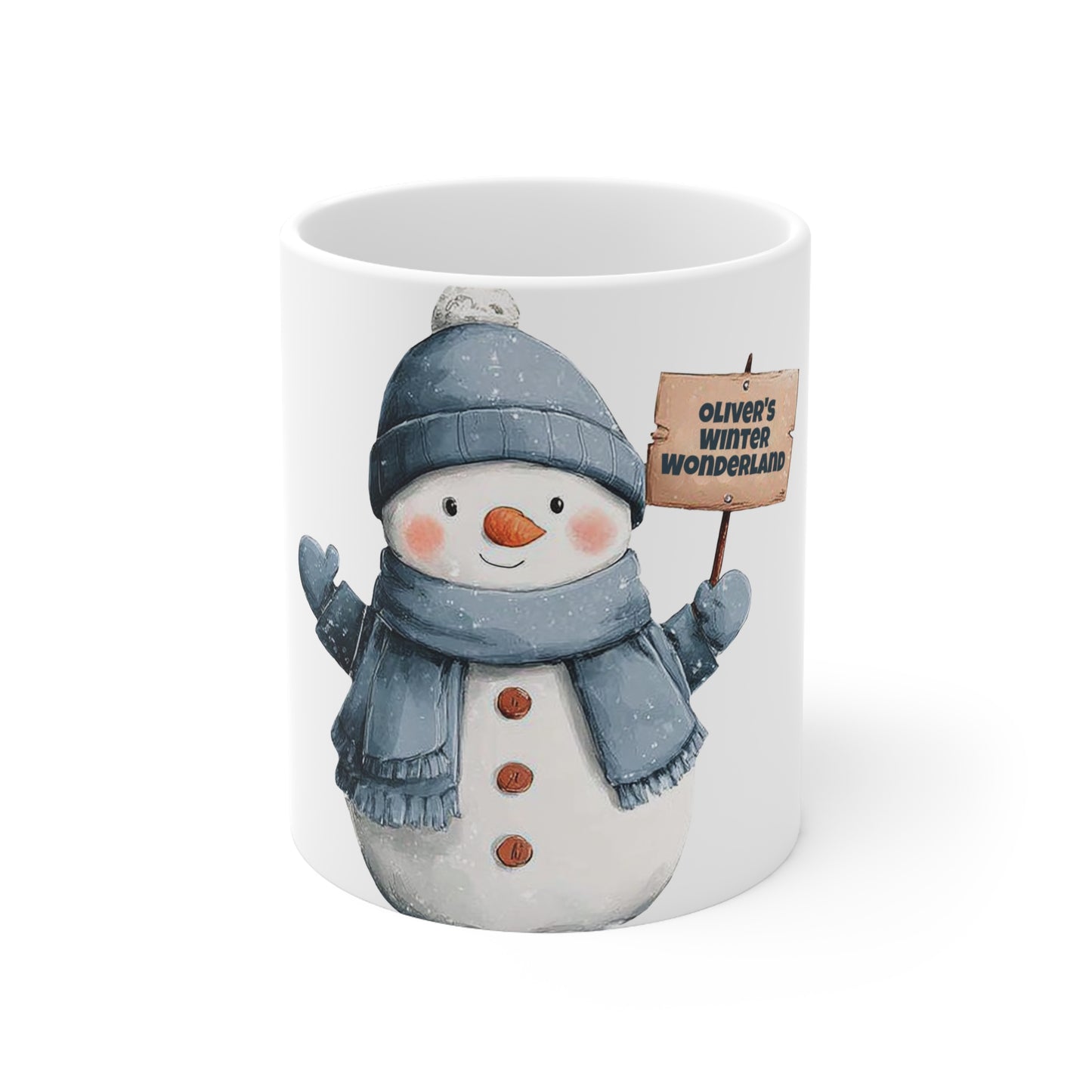 Snowman Winter Wonderland Ceramic Mug — Personalized 'Oliver's Winter Wonderland' Holiday Coffee Cup