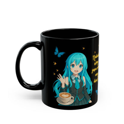 🇵🇱Polski | ✨ “Sparkle Morning” – Black Mug with Soft Anime Vibes