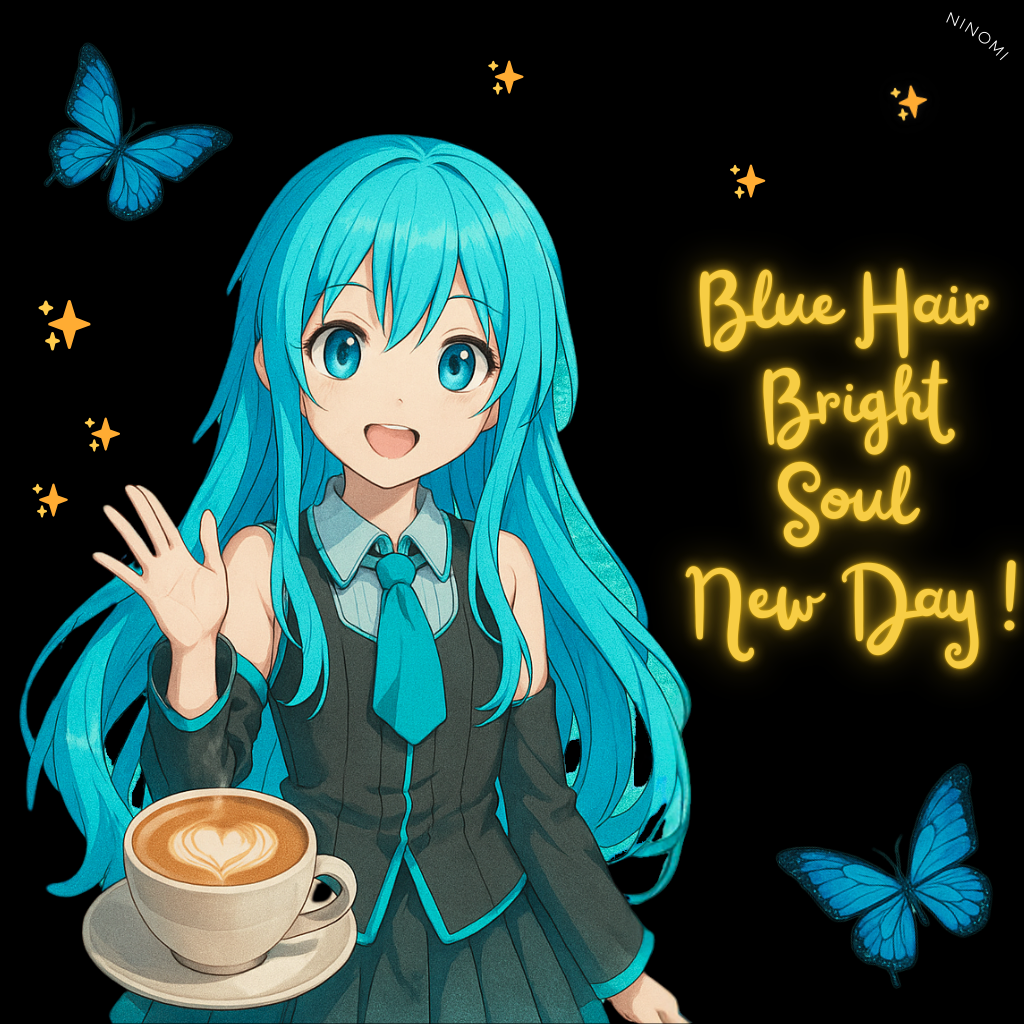 🇺🇸English | ✨ “Sparkle Morning” – Black Mug with Soft Anime Vibes