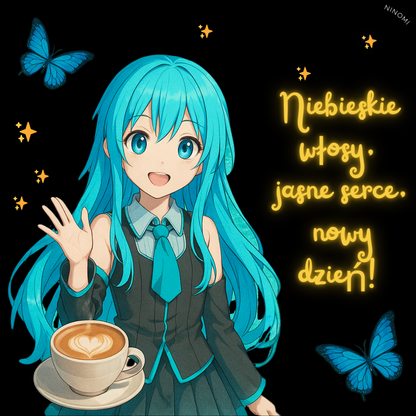 🇵🇱Polski | ✨ “Sparkle Morning” – Black Mug with Soft Anime Vibes